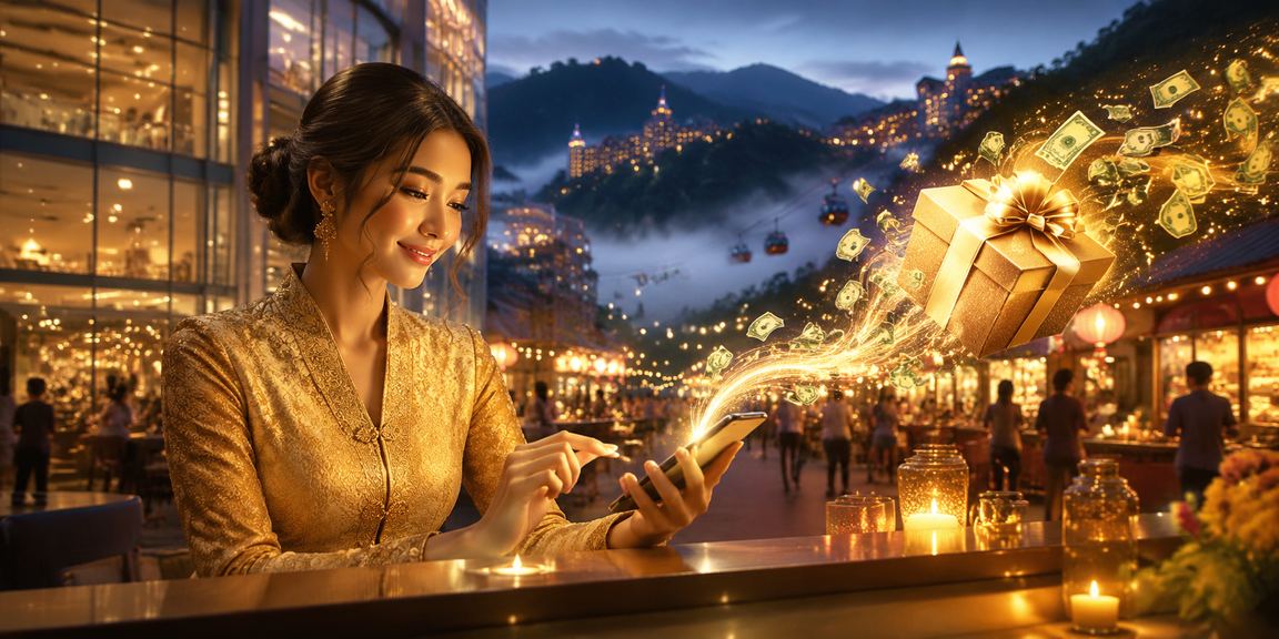 Pemain wanita berbaju kebaya menggunakan kasino mudah alih di Genting Highlands